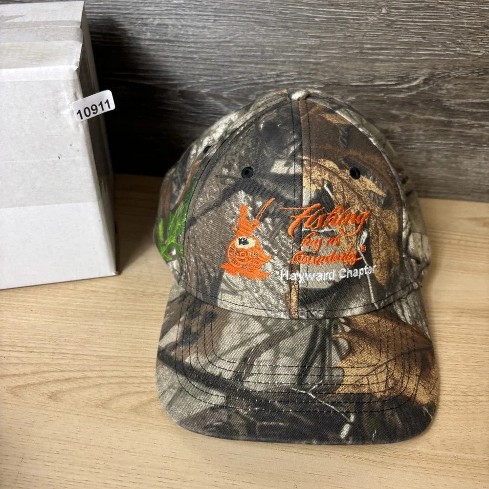 Fishing Has No Boundaries Hat Cap Strap Back Camouflage Hayward Chapter Mens Cam